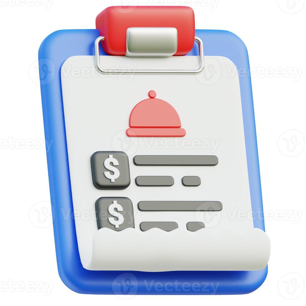 Food bill 3d icon illustration photo