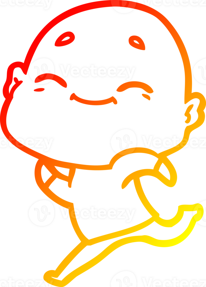 warm gradient line drawing of a happy cartoon bald man png