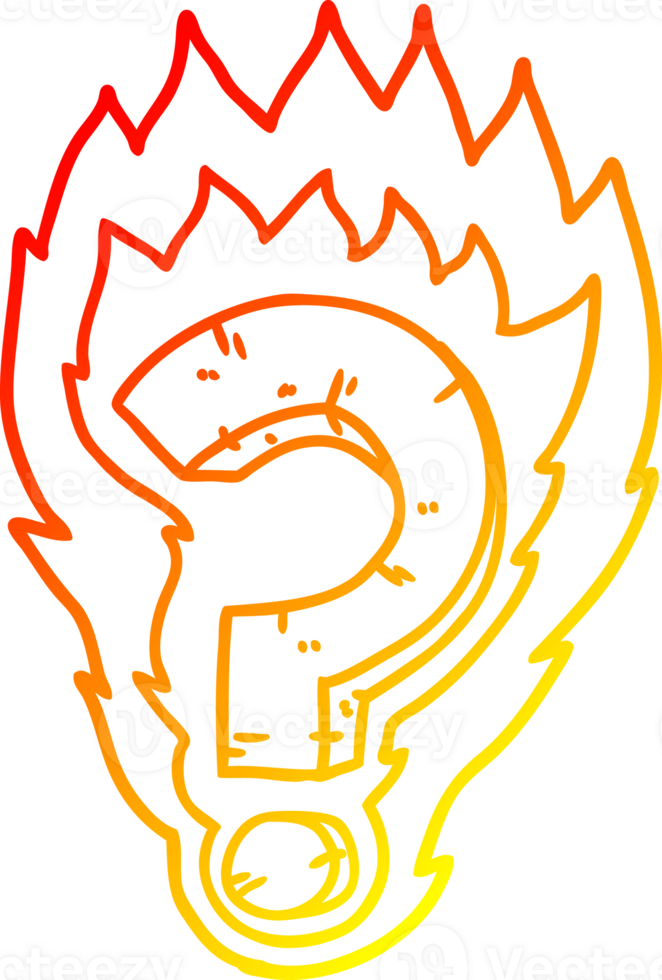 warm gradient line drawing of a cartoon flaming question mark png
