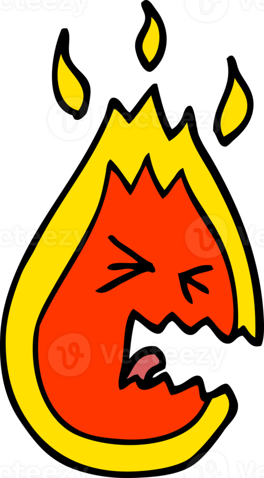 cartoon doodle hot angry flame png