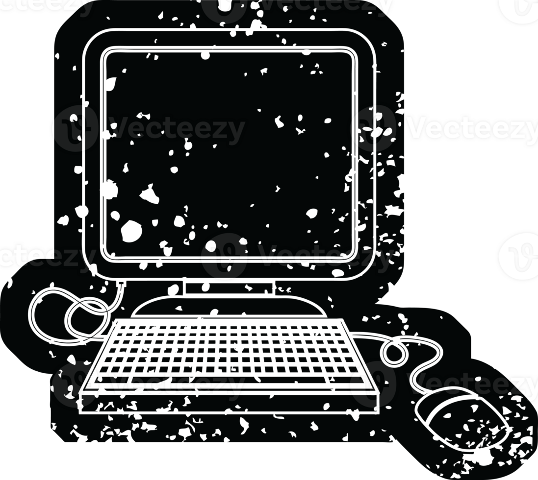 Distressed effect   icon illustration of a computer with mouse png