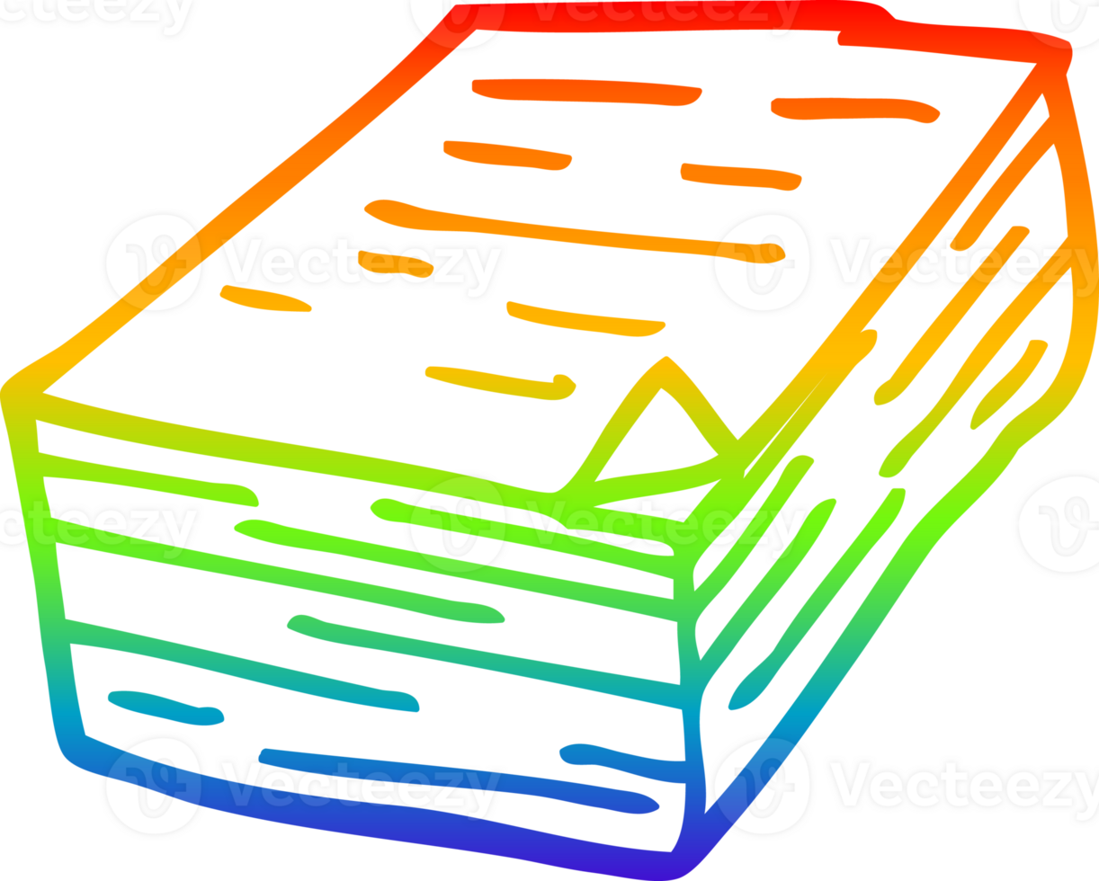 rainbow gradient line drawing of a cartoon pile of paper png