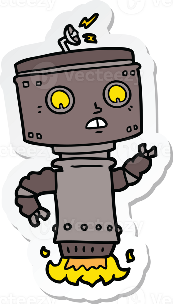 sticker of a cartoon robot hovering png