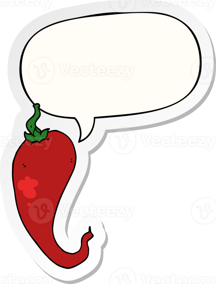 cartoon chili pepper with speech bubble sticker png