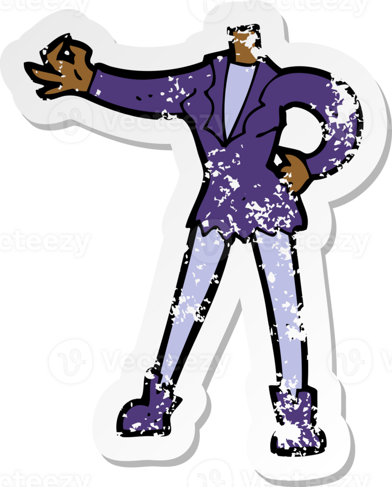 retro distressed sticker of a cartoon female vampire body png