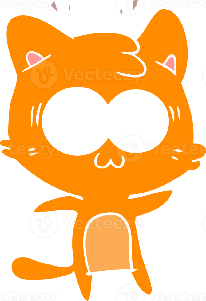 flat color style cartoon surprised cat png