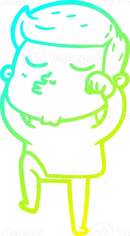 cold gradient line drawing of a cartoon model guy pouting png