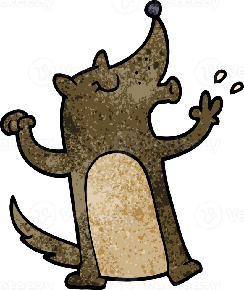 cartoon doodle whistling wolf png