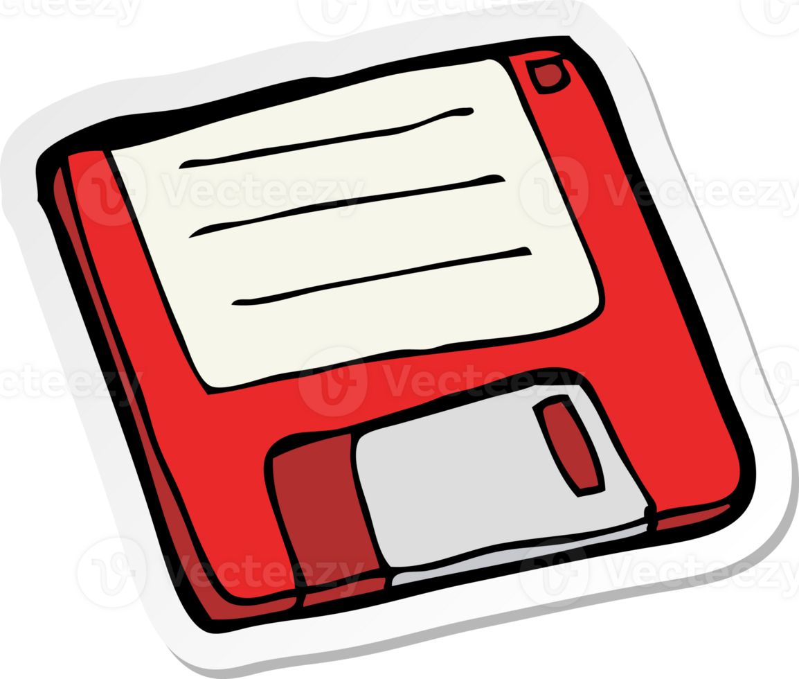 sticker of a cartoon old computer disk png