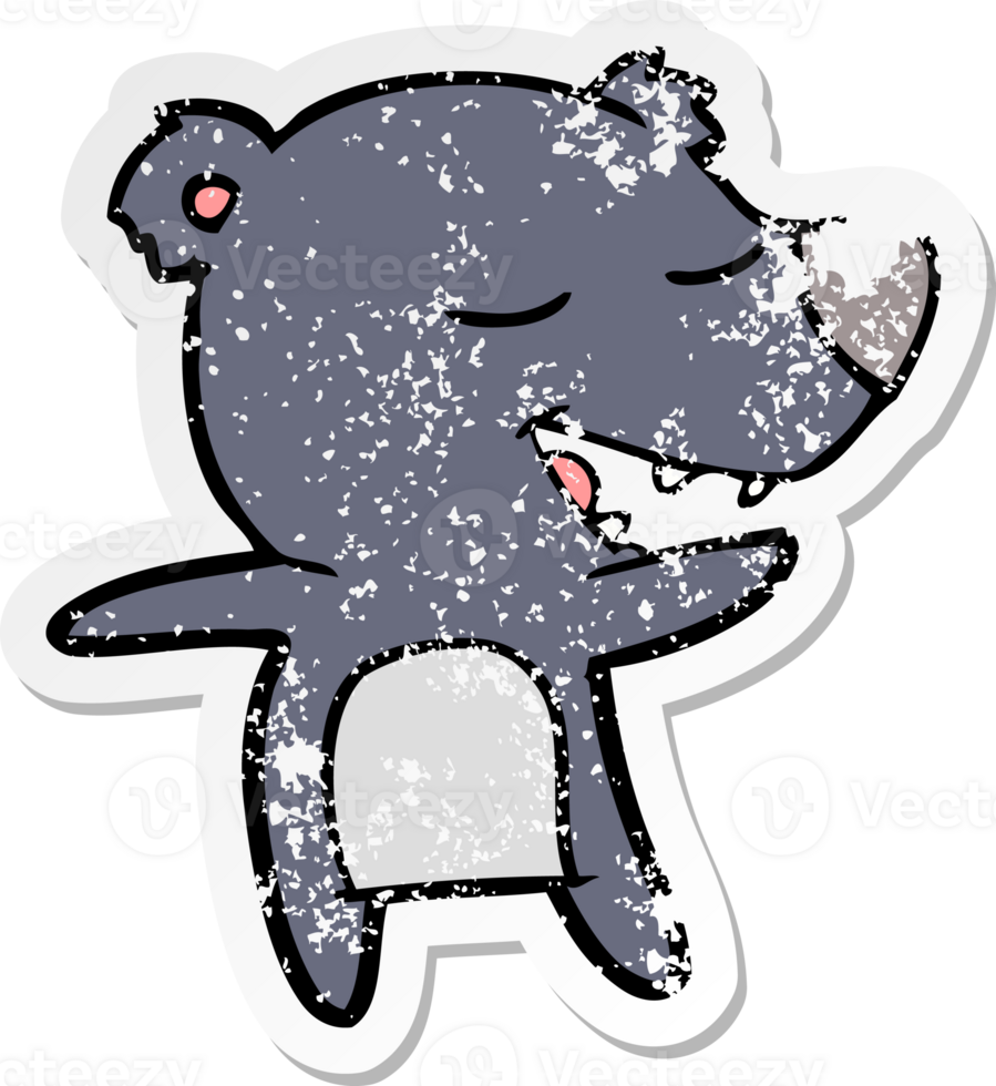 distressed sticker of a cartoon bear png