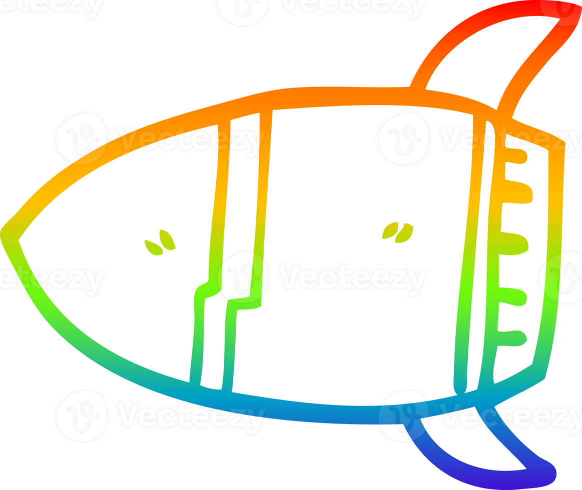 rainbow gradient line drawing of a cartoon space rocket png