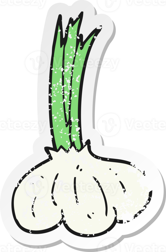 retro distressed sticker of a cartoon garlic png