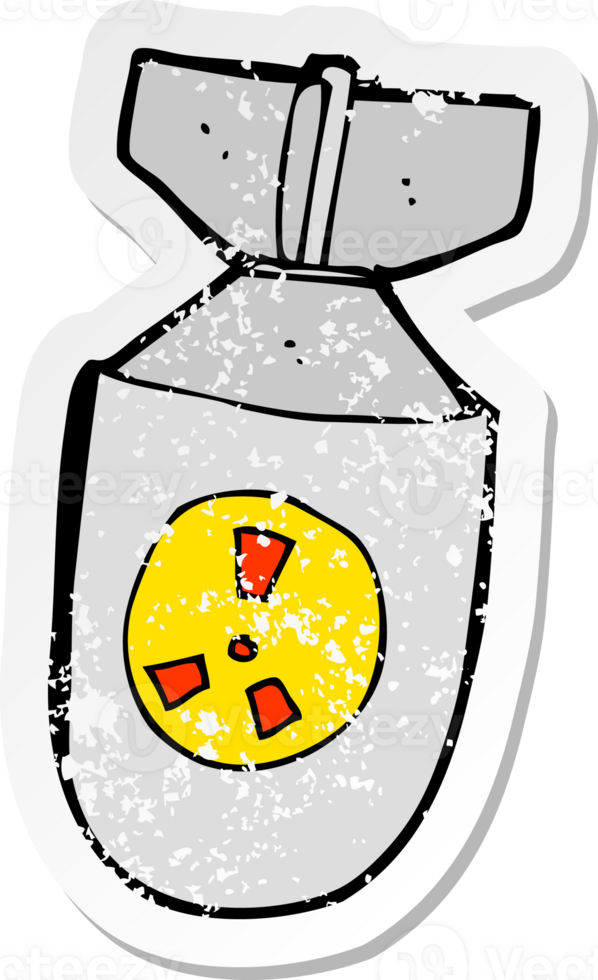 retro distressed sticker of a cartoon atom bomb png