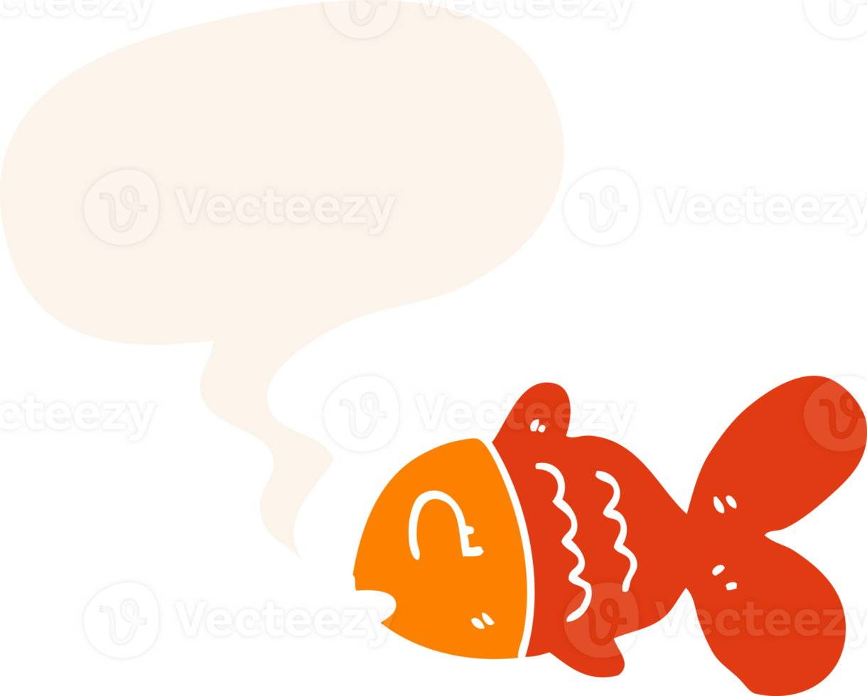 cartoon fish with speech bubble in retro style png
