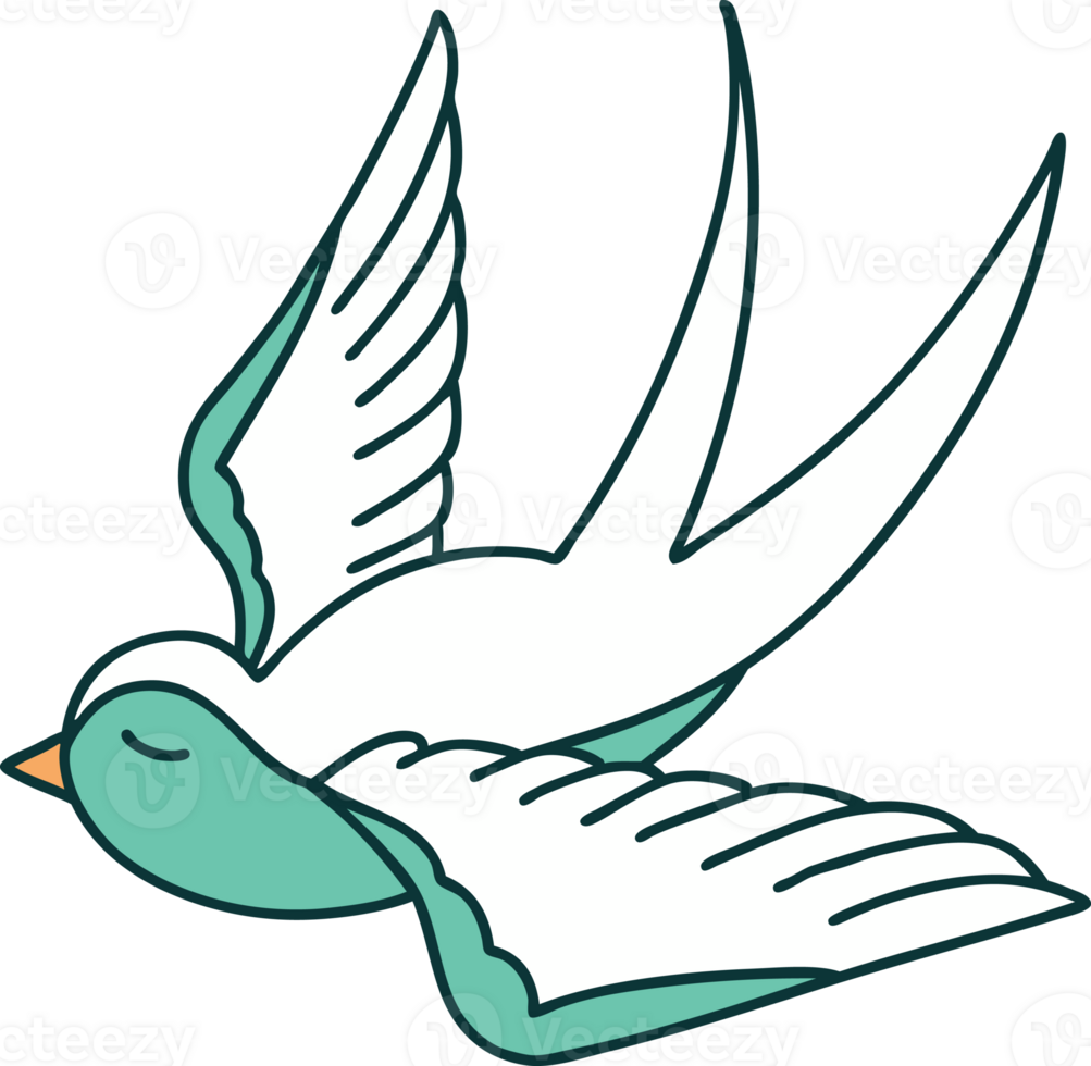 iconic tattoo style image of a swallow png