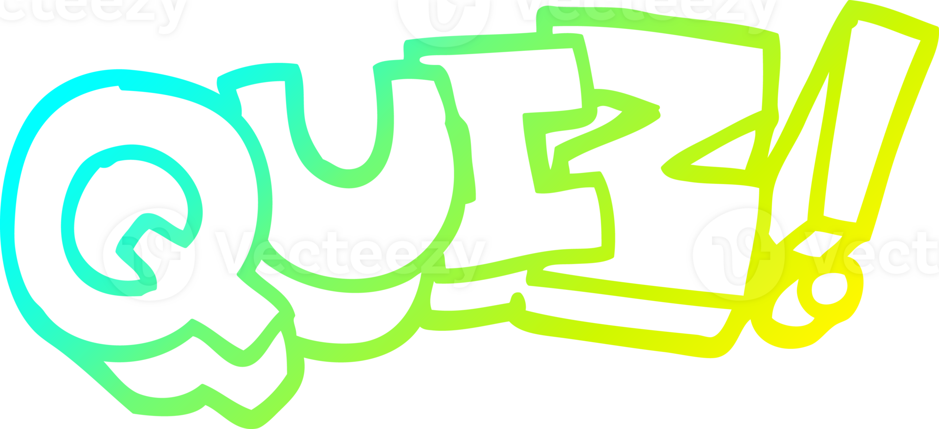 cold gradient line drawing of a cartoon quiz sign png
