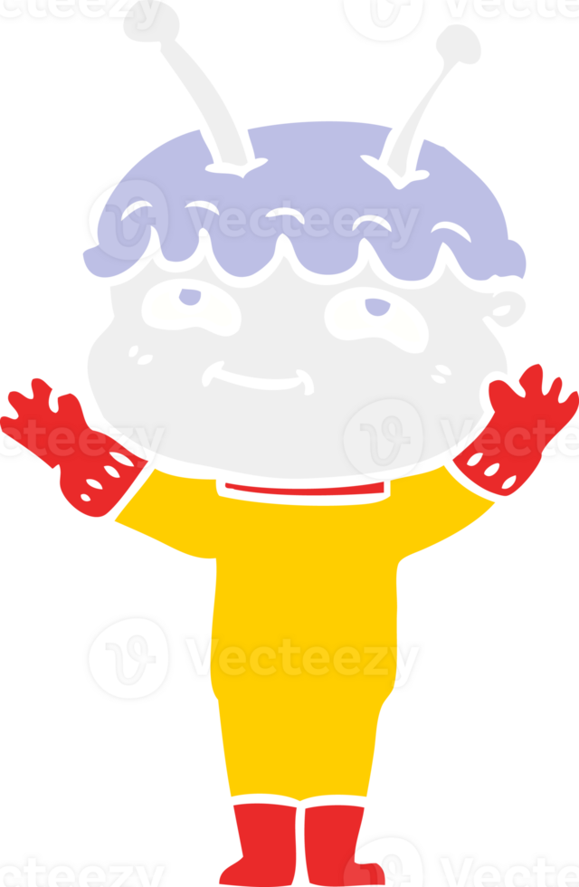 friendly flat color style cartoon spaceman waving png