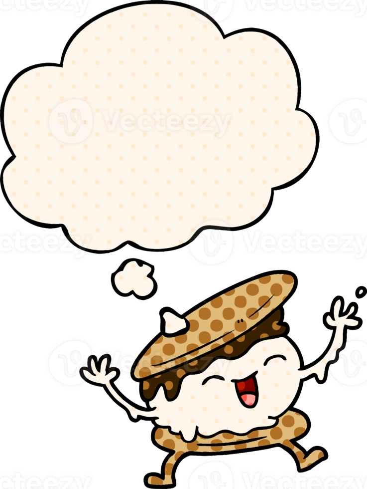 smore cartoon with thought bubble in comic book style png
