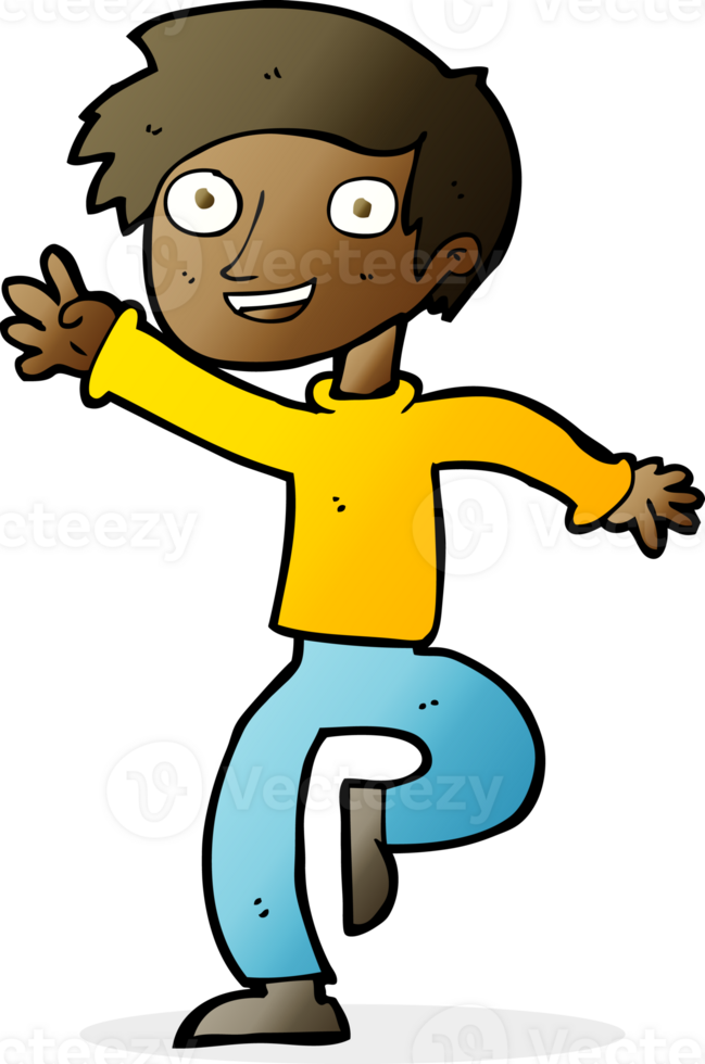 cartoon excited boy dancing png