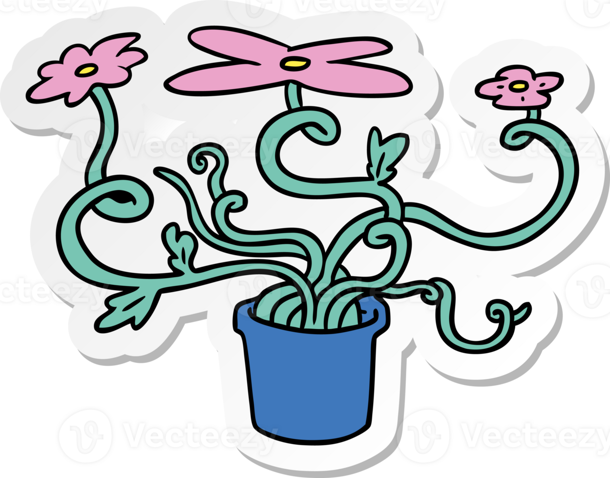 hand drawn sticker cartoon doodle of a flower plant png