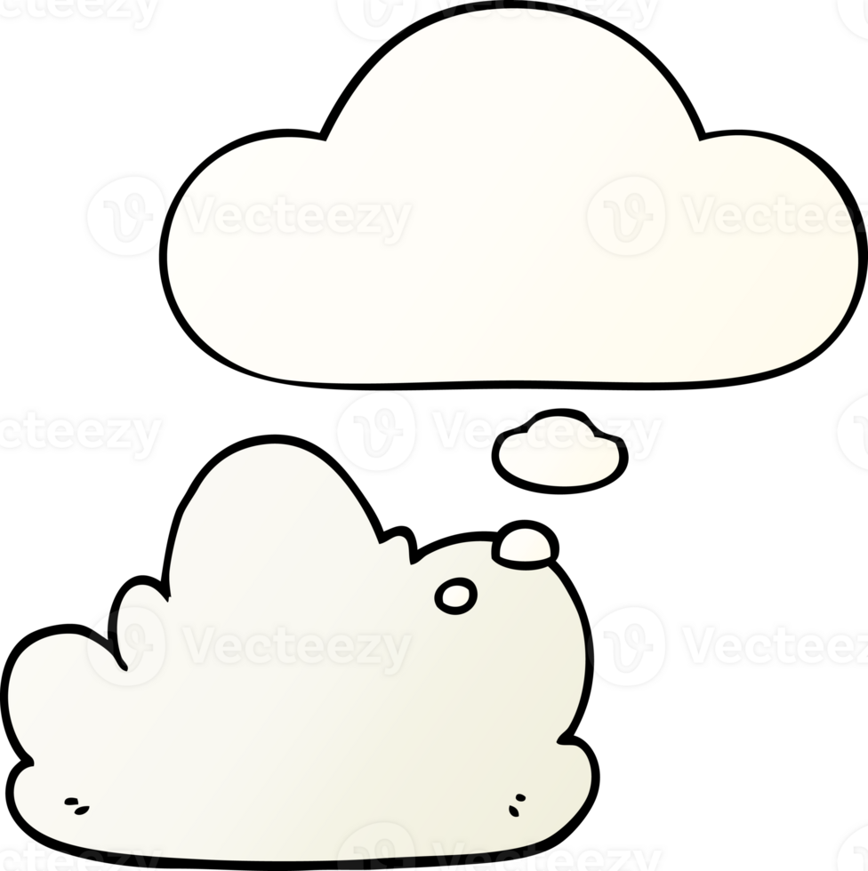 cartoon cloud with thought bubble in smooth gradient style png