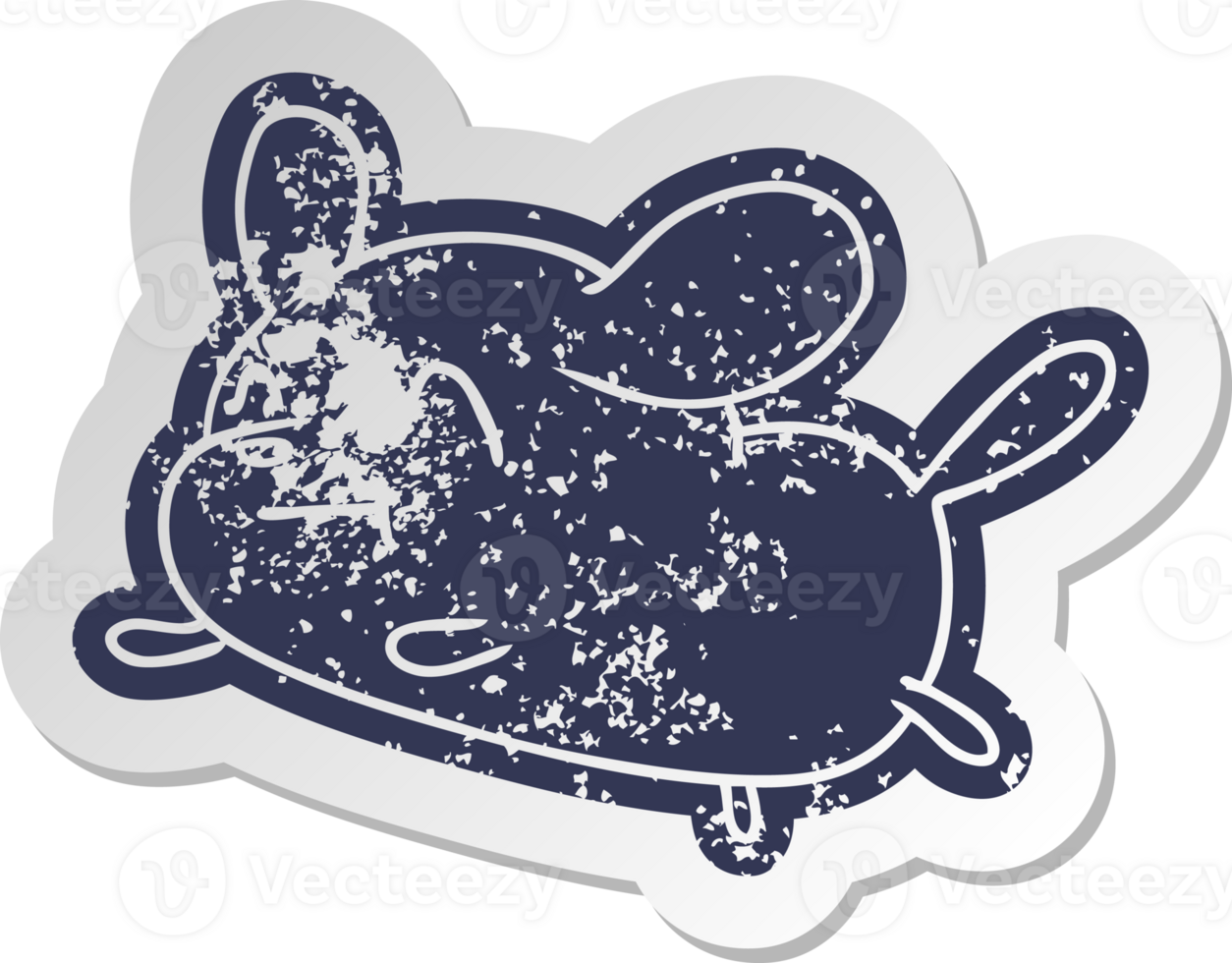 distressed old cartoon sticker kawaii of a cute dog png