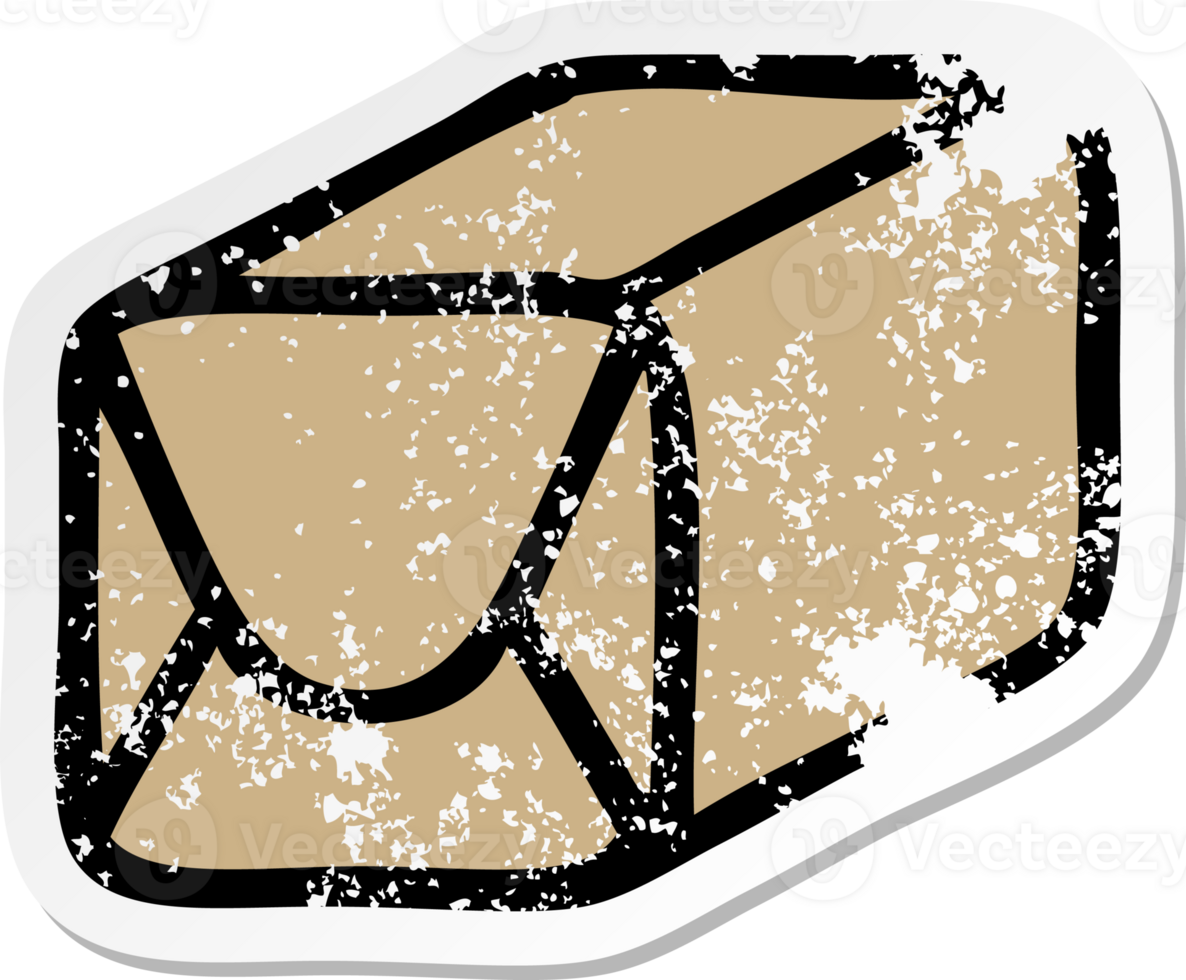 distressed sticker of a cute cartoon paper parcel png