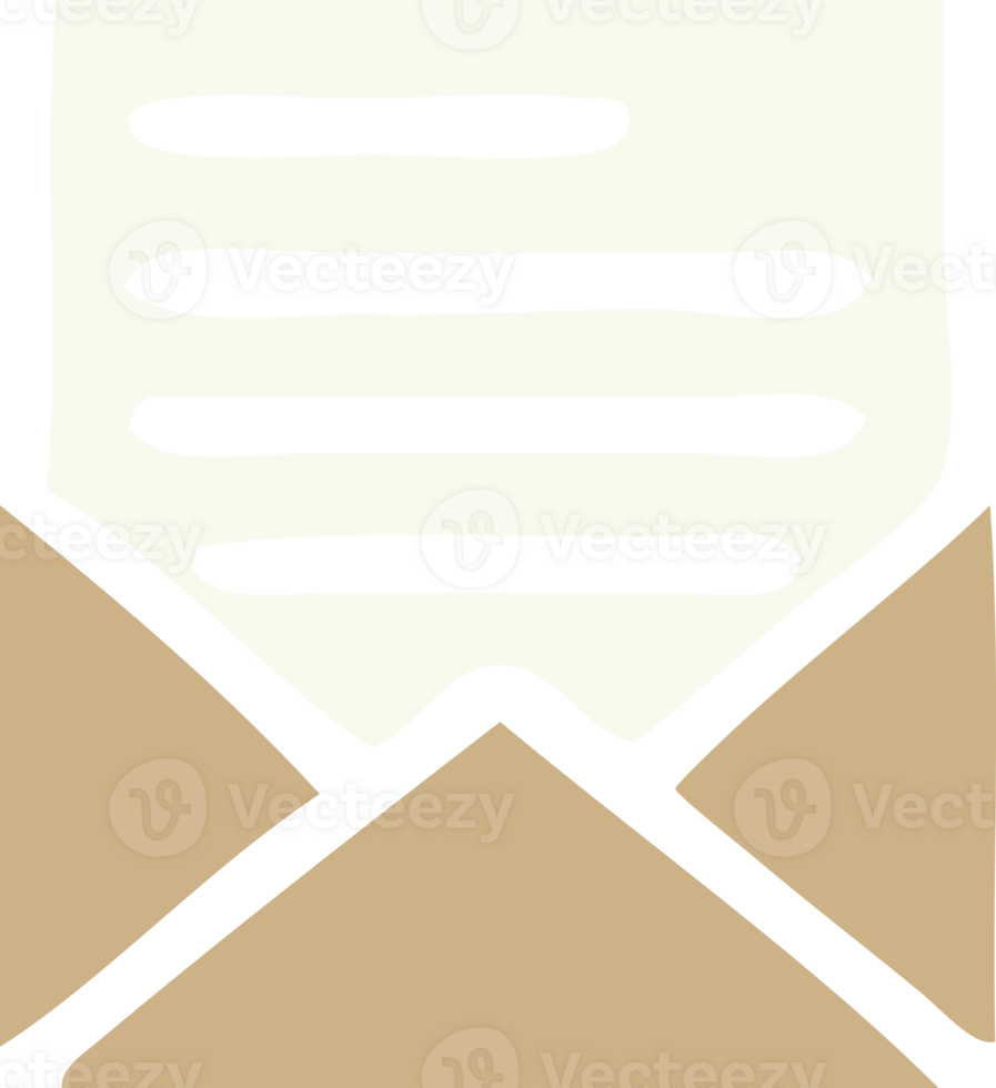 flat color retro cartoon of a letter and envelope png