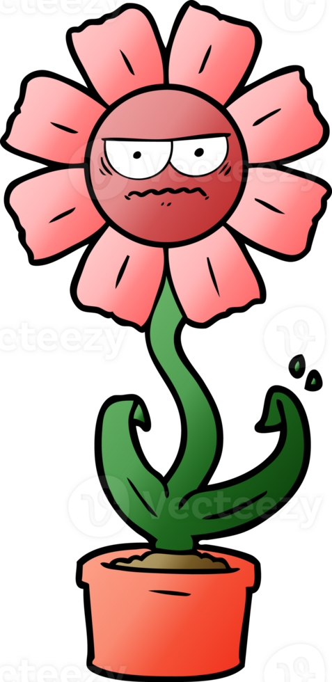 angry cartoon flower png