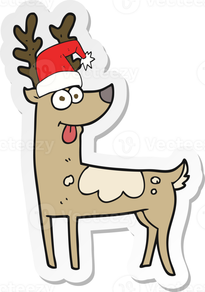 sticker of a cartoon crazy reindeer png