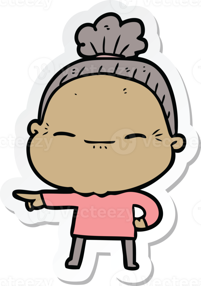 sticker of a cartoon peaceful old woman png