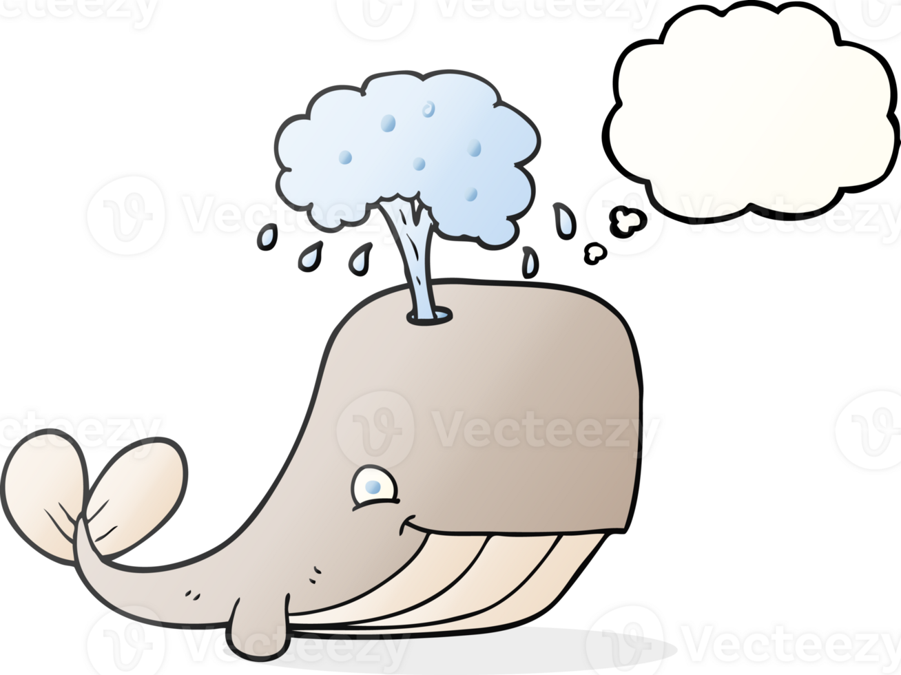 hand drawn thought bubble cartoon whale spouting water png