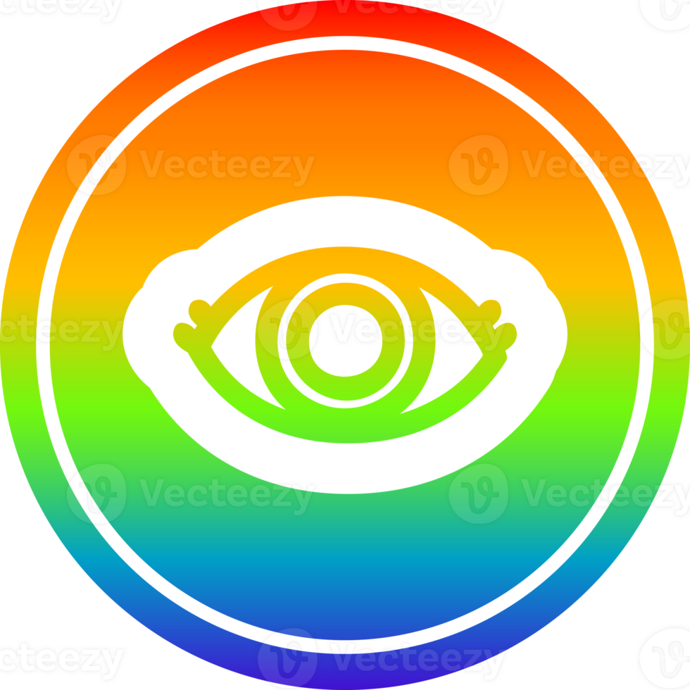 staring eye circular icon with rainbow gradient finish png
