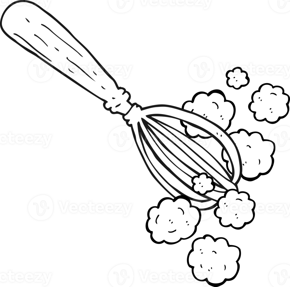 hand drawn black and white cartoon whisk png