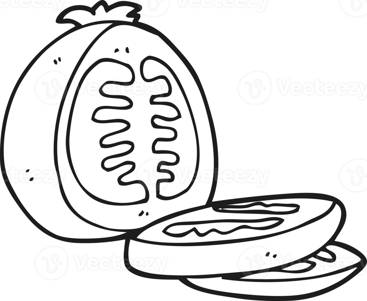 hand drawn black and white cartoon sliced tomato png