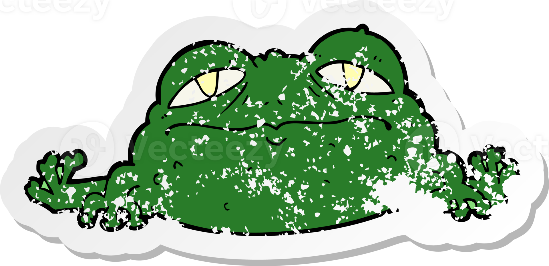 distressed sticker of a cartoon ugly frog png