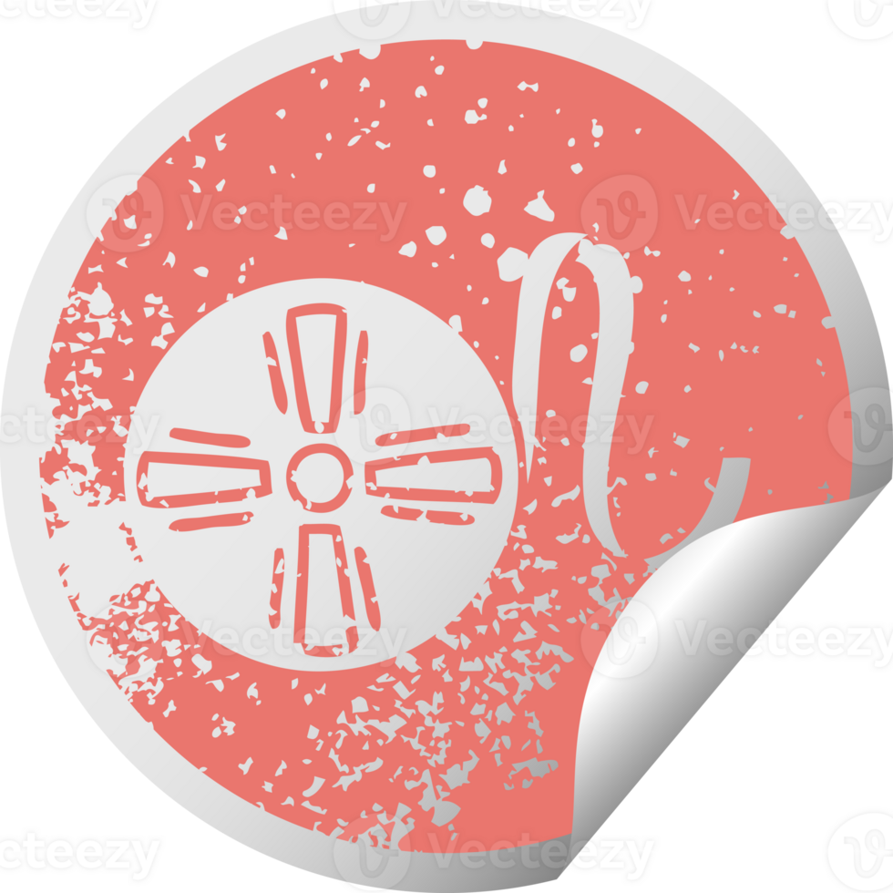 distressed circular peeling sticker symbol of a movie tape png