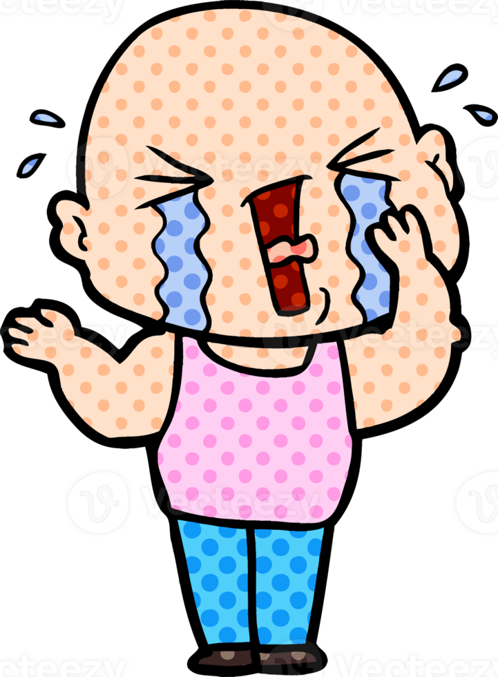 cartoon crying bald man png