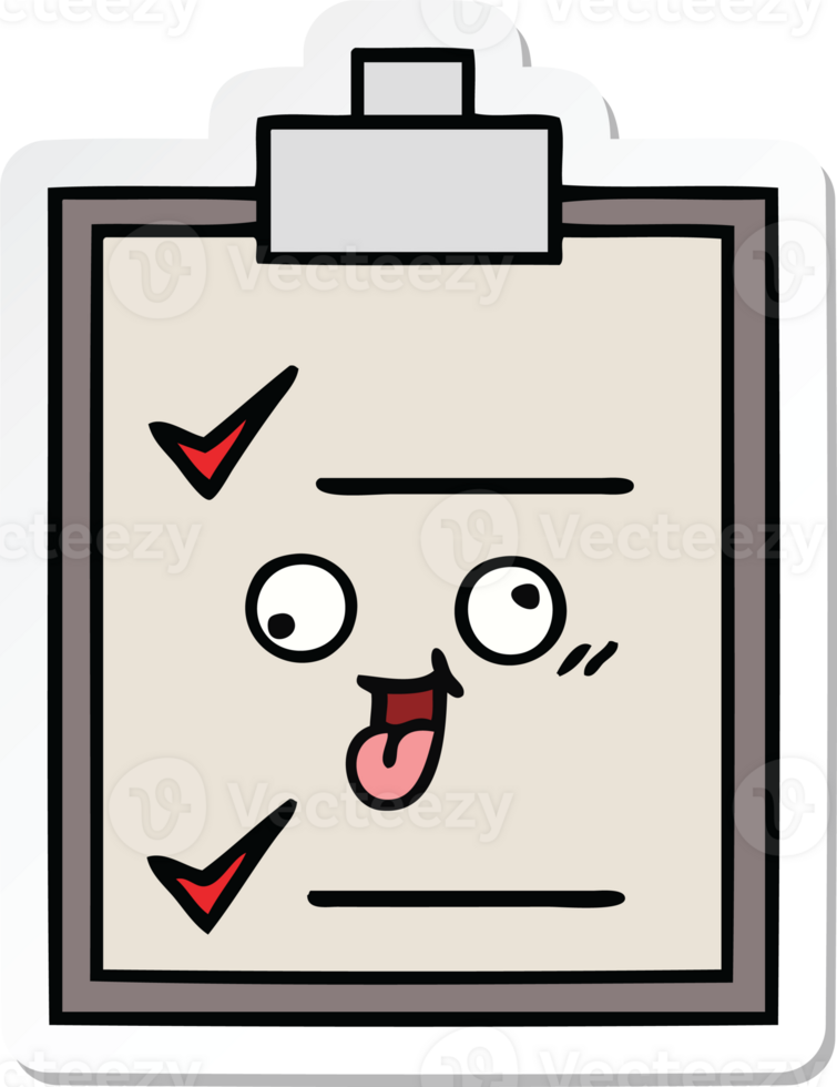 sticker of a cute cartoon check list png