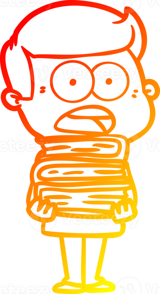 warm gradient line drawing of a cartoon shocked man png