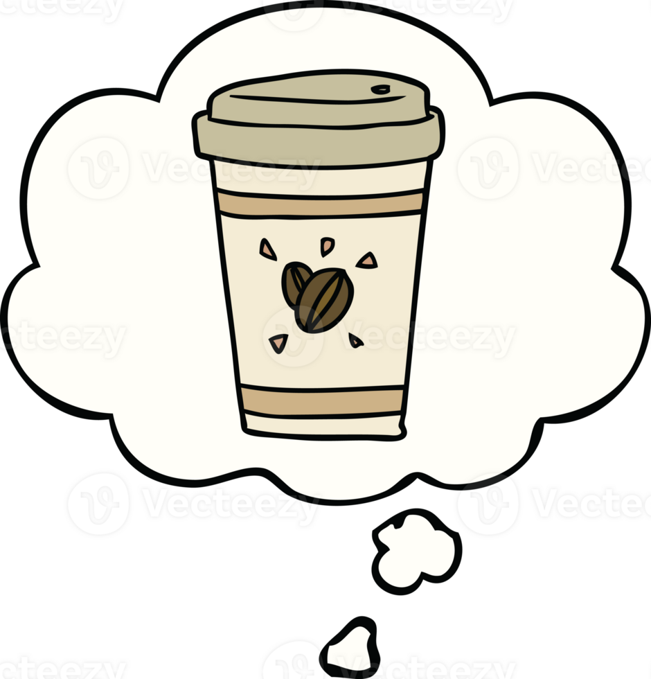 cartoon takeout coffee with thought bubble png