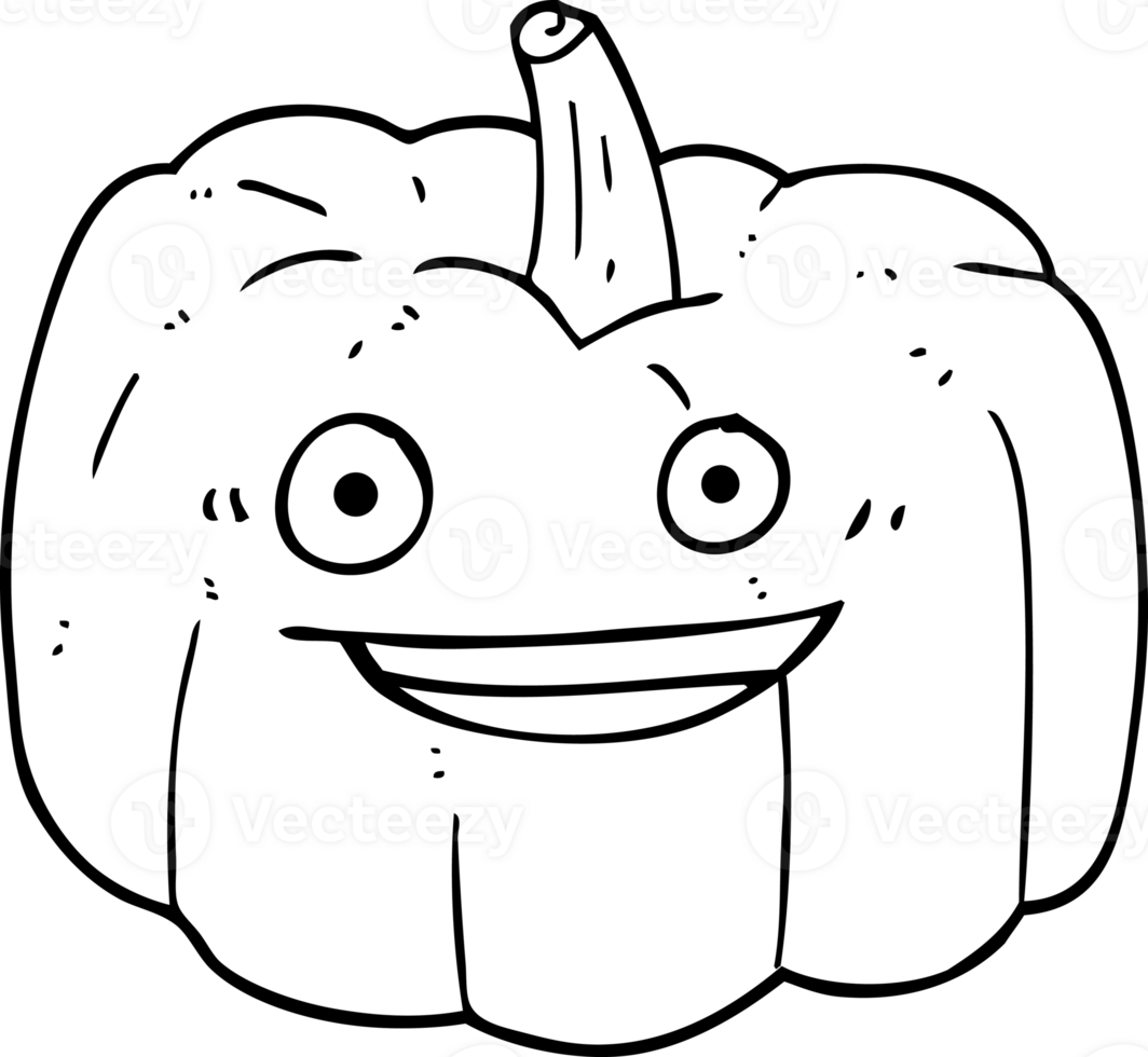 hand drawn black and white cartoon halloween pumpkin png