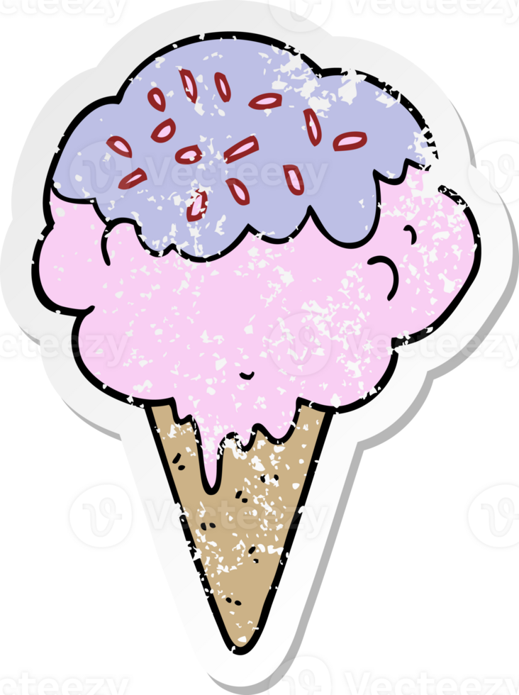 distressed sticker of a cartoon ice cream png