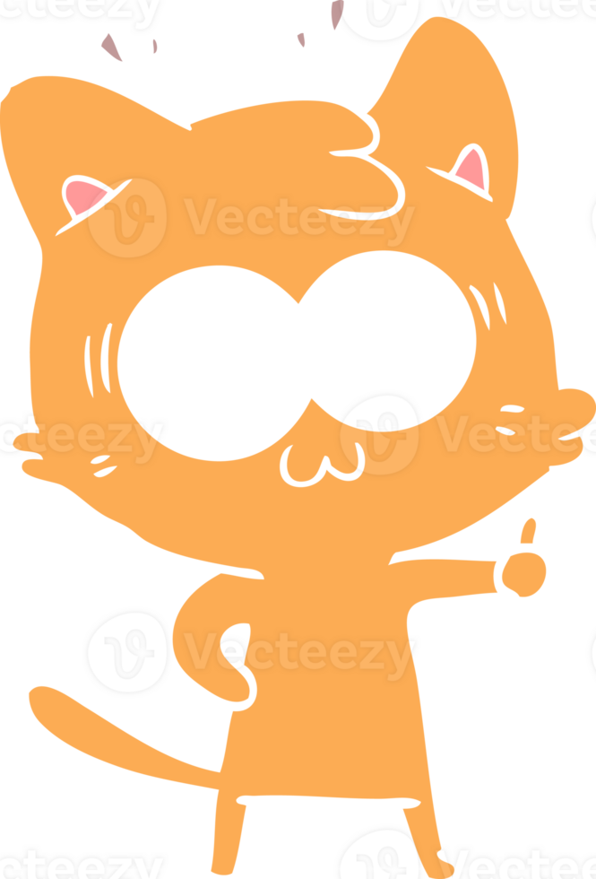 flat color style cartoon surprised cat png