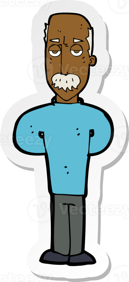 sticker of a cartoon annoyed balding man png
