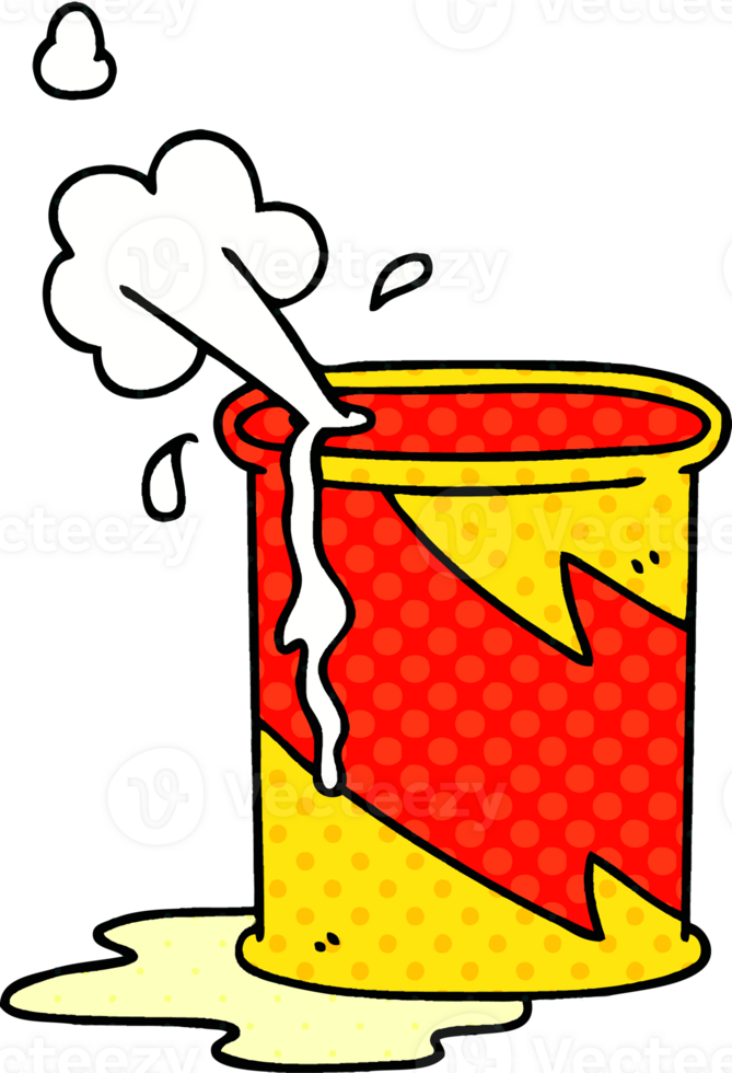 comic book style quirky cartoon exploding oil can png