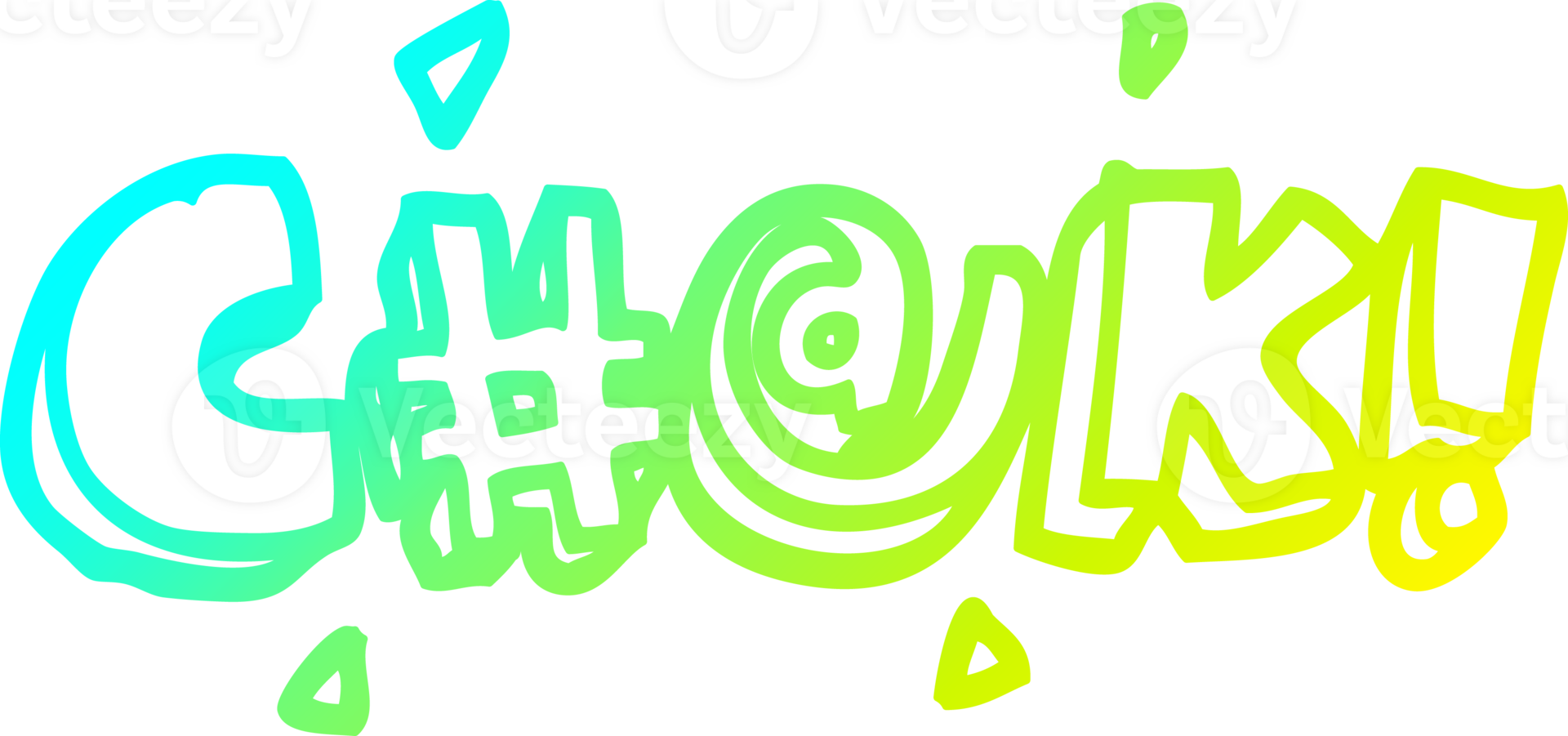 cold gradient line drawing of a cartoon swear word png