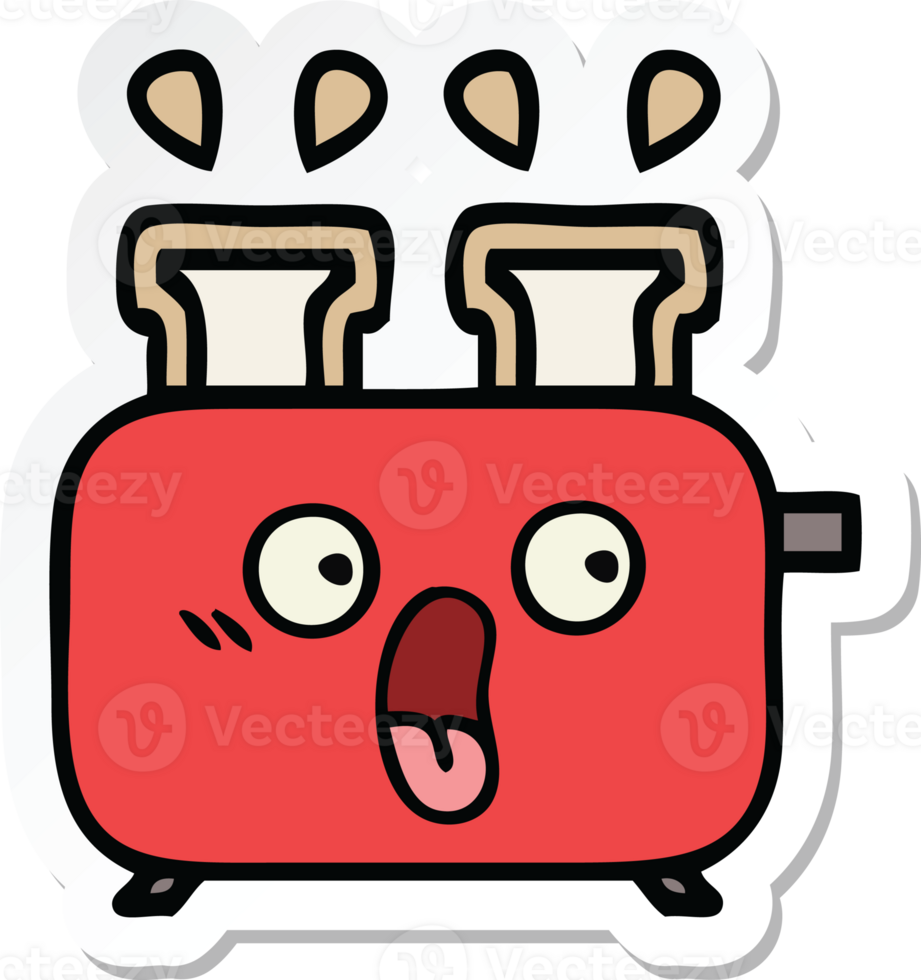 sticker of a cute cartoon of a toaster png