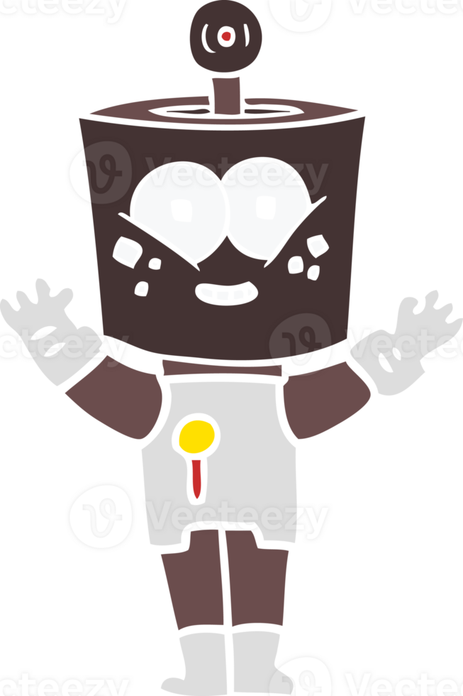 happy flat color style cartoon robot png