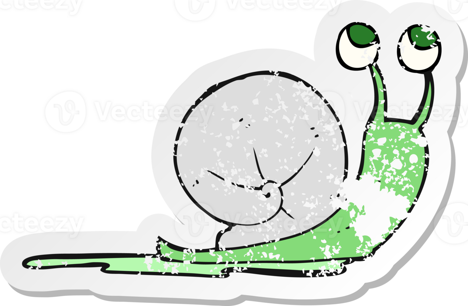 retro distressed sticker of a cartoon snail png
